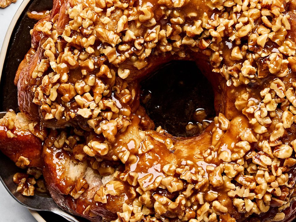 Homemade monkey bread topped with crunchy walnuts, baked to golden perfection, the perfect brunch or holiday breakfast