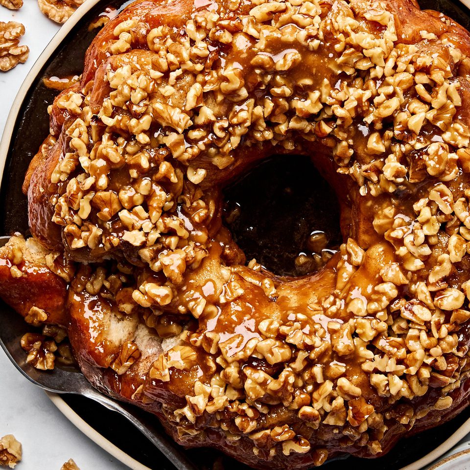 Homemade monkey bread topped with crunchy walnuts, baked to golden perfection, the perfect brunch or holiday breakfast