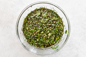 teriyaki sauce in a bowl with cilantro