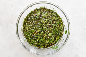 teriyaki sauce in a bowl with cilantro