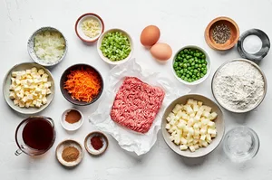 ingredients laid out to make homemade beef empanadas, a traditional Latin comfort food