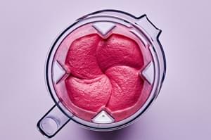 smooth and creamy homemade beet hummus in a high speed blender