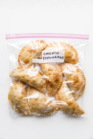 a bag filled with frozen empanadas