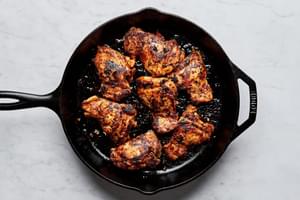 cilantro lime chicken being cooked in a cast iron skillet