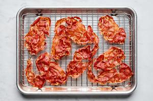 baked prosciutto on a cooling rack