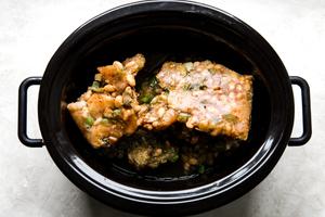 frozen green chicken chili soup in a crockpot