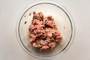 Italian meatballs meat in a bowl