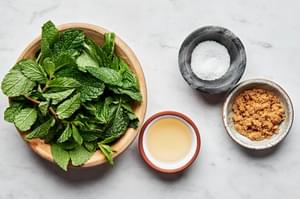 fresh mint leaves, brown sugar, salt and vinegar