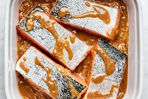 salmon marinated in ginger, miso paste, sesame oil, soy sauce, seasoned rice vinegar and brown sugar