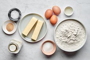 milk, butter, sugar, active dry yeast, eggs, all-purpose flour, vegetable oil and flaky salt