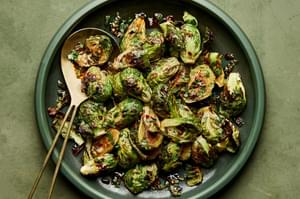 a bowl of Roasted Brussels Sprouts with Sweet Fish Sauce Dressing