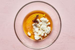 goat cheese, olive oil, apple cider vinegar, salt, pepper and honey in a glass bowl to make salad dressing