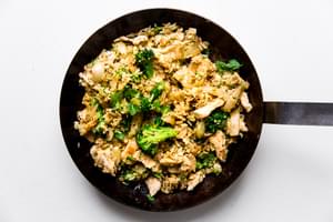 Thai Fried Rice with Basil and chicken lime and cilantro