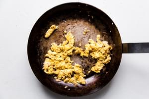 scrambled eggs with coconut amigos and sesame oil
