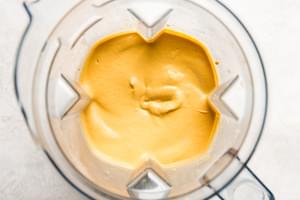 creamy vegan cashew chipotle cream sauce in a blender