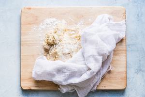 flour sprinkled on raw flatbread dough