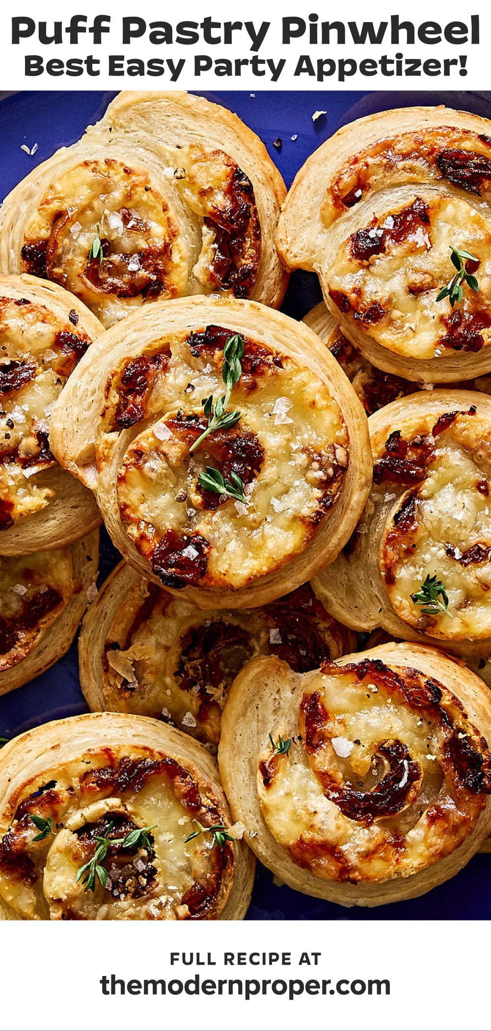Puff Pastry Pinwheels With Cheese And Caramelized Onion | The Modern Proper