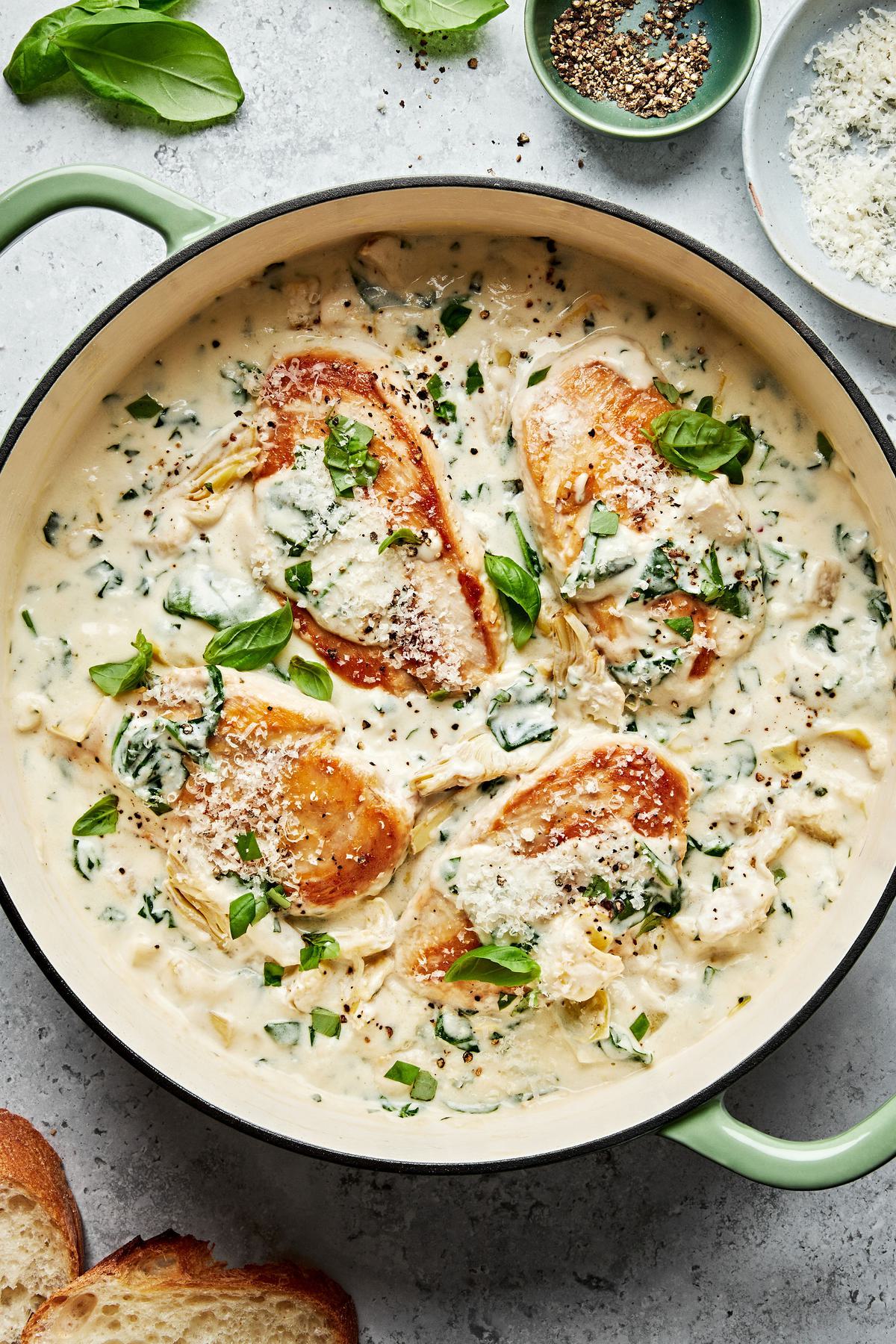 Spinach and Artichoke Chicken Skillet